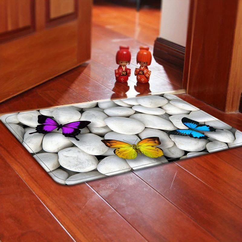 Butterfly Stone Print Kitchen Mat Entrance Doormat Anti Slip Floor Rug