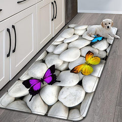 Butterfly Stone Print Kitchen Mat Entrance Doormat Anti Slip Floor Rug