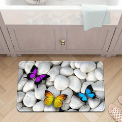 Butterfly Stone Print Kitchen Mat Entrance Doormat Anti Slip Floor Rug