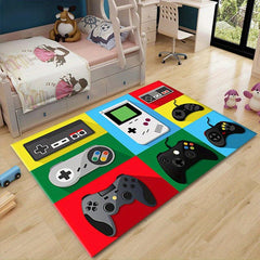 Large Gamer Room Decor Rug, Non-slip Game Bedroom Living Rug, Machine Washable