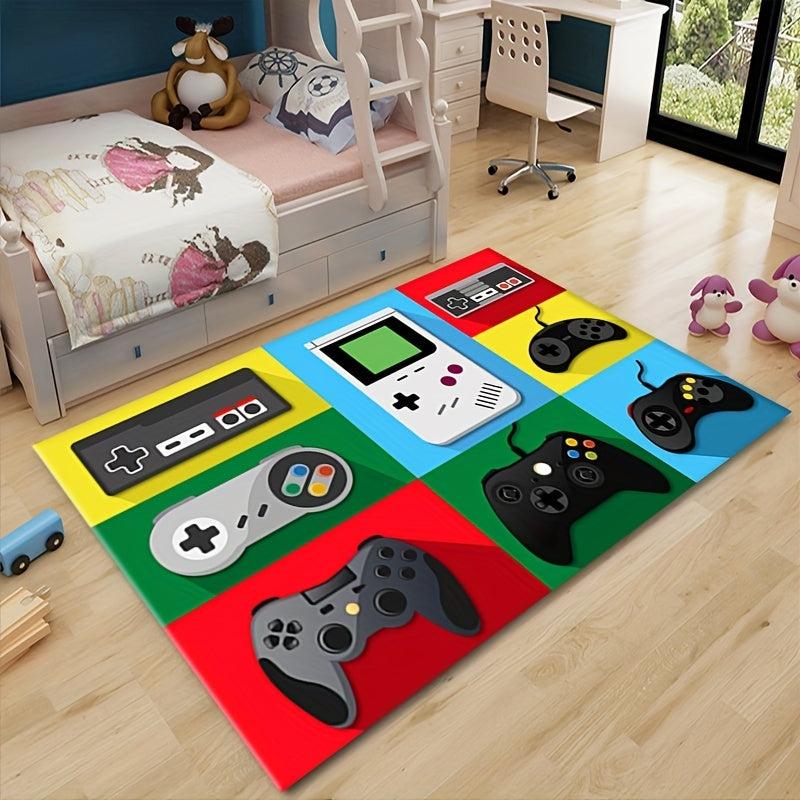 Large Gamer Room Decor Rug, Non-slip Game Bedroom Living Rug, Machine Washable