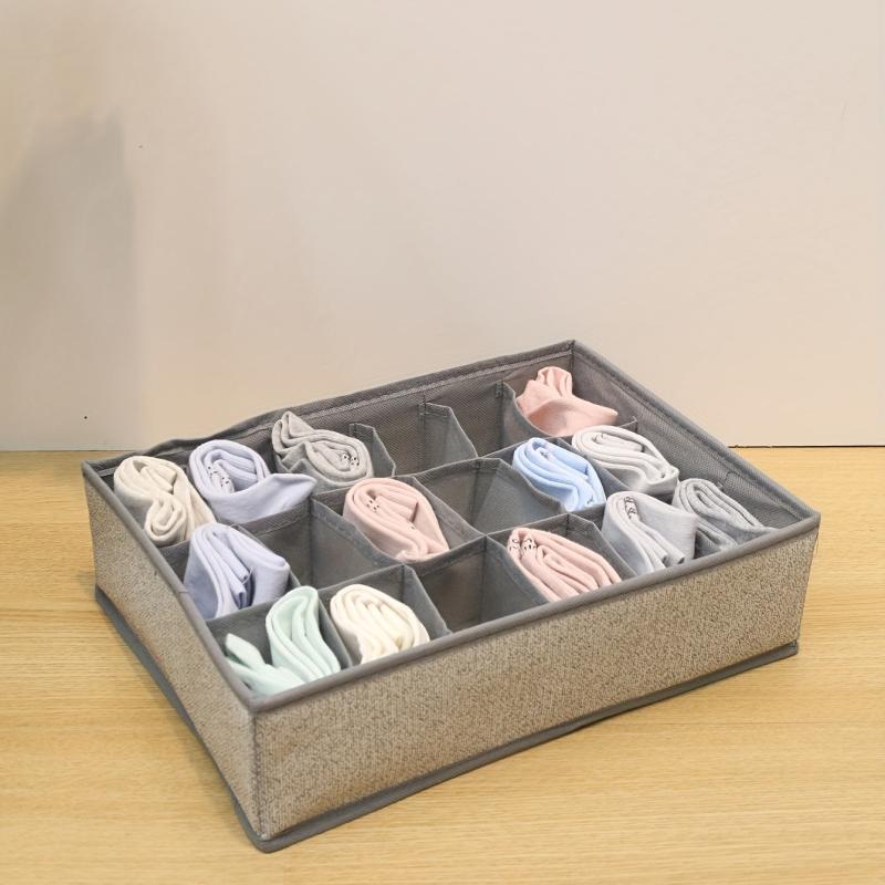 18 Grid Non-woven Underwear Storage Box Fabric Foldable Socks Organizer