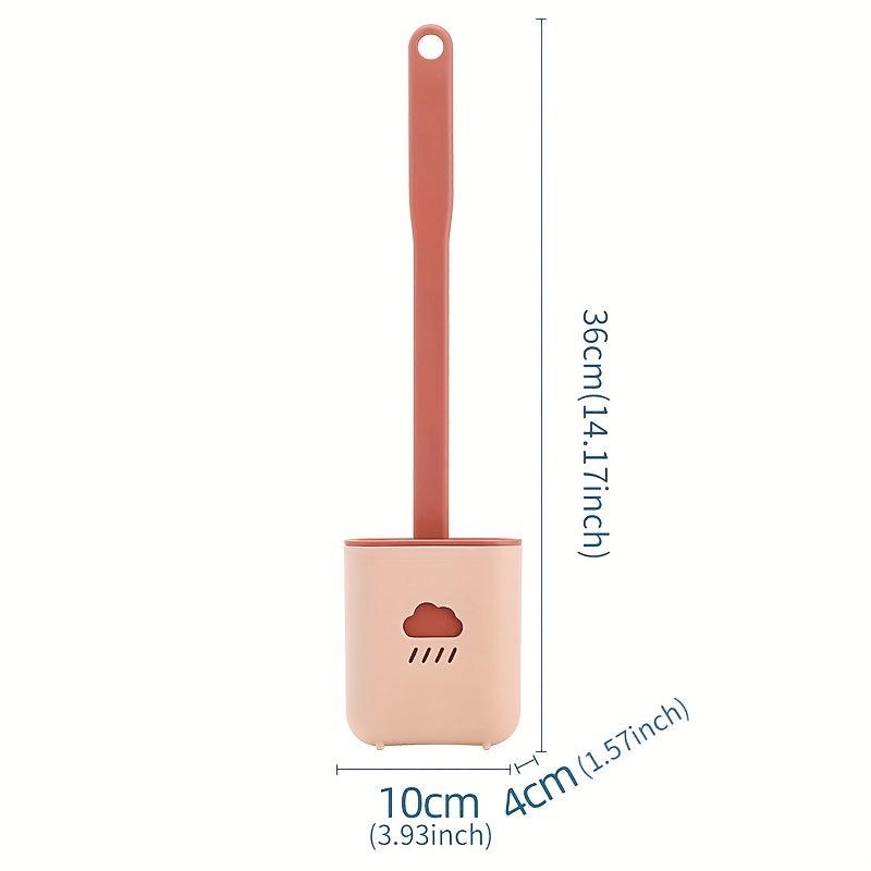 Toilet Brush Holder w/ Silicone Bristles Non Slip Handle