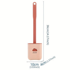 Toilet Brush Holder w/ Silicone Bristles Non Slip Handle