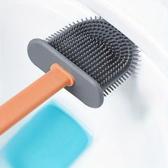 Toilet Brush Holder w/ Silicone Bristles Non Slip Handle