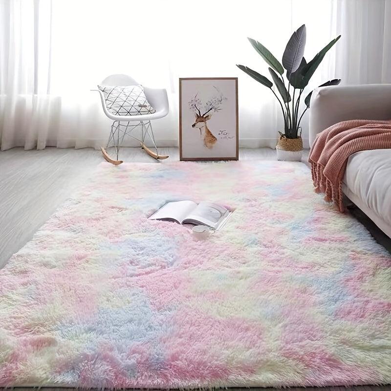 Soft Shaggy Rug Fluffy Carpet Rainbow Rug Living Room Bedroom