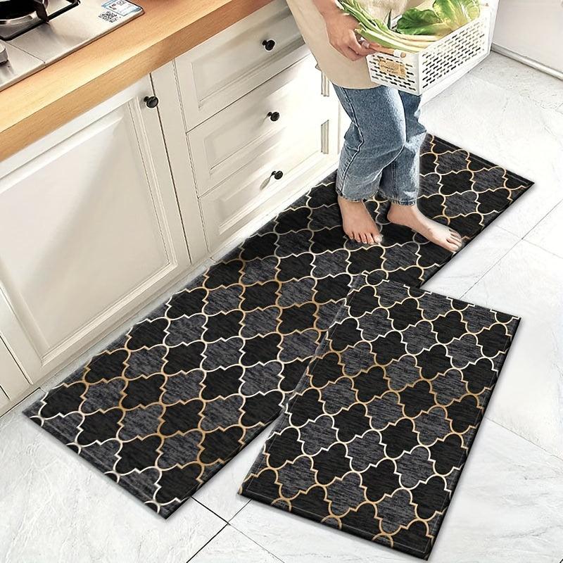 Geometric Moroccan Kitchen Rug Memory Foam Mat Non-Slip