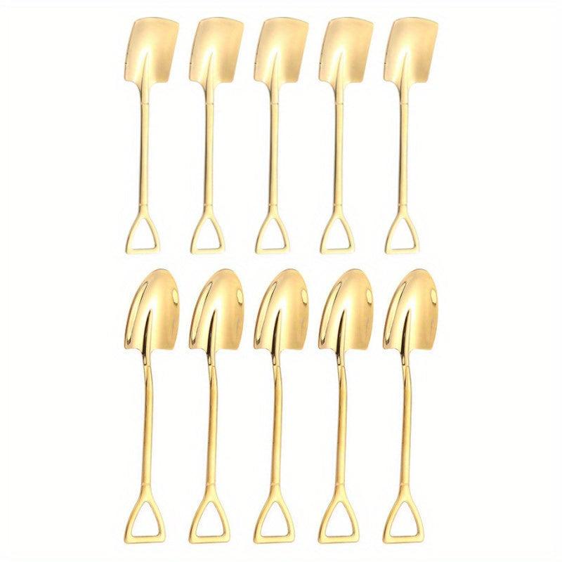 10pcs Stainless Steel Dessert Spoon Set Reusable Cake Spoons Kitchen Spoons