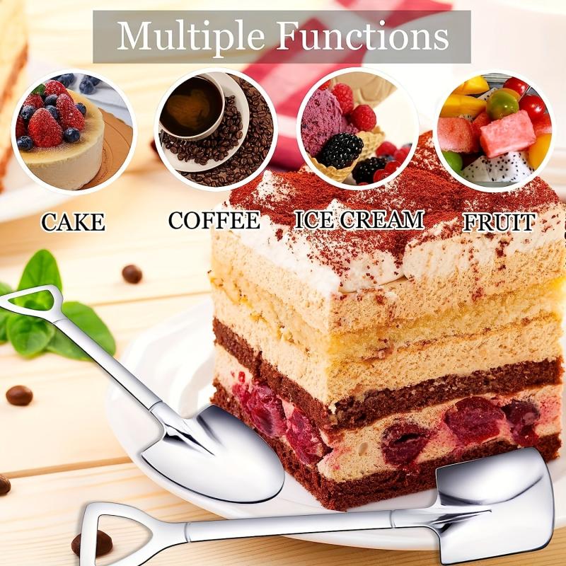 10pcs Stainless Steel Dessert Spoon Set Reusable Cake Spoons Kitchen Spoons