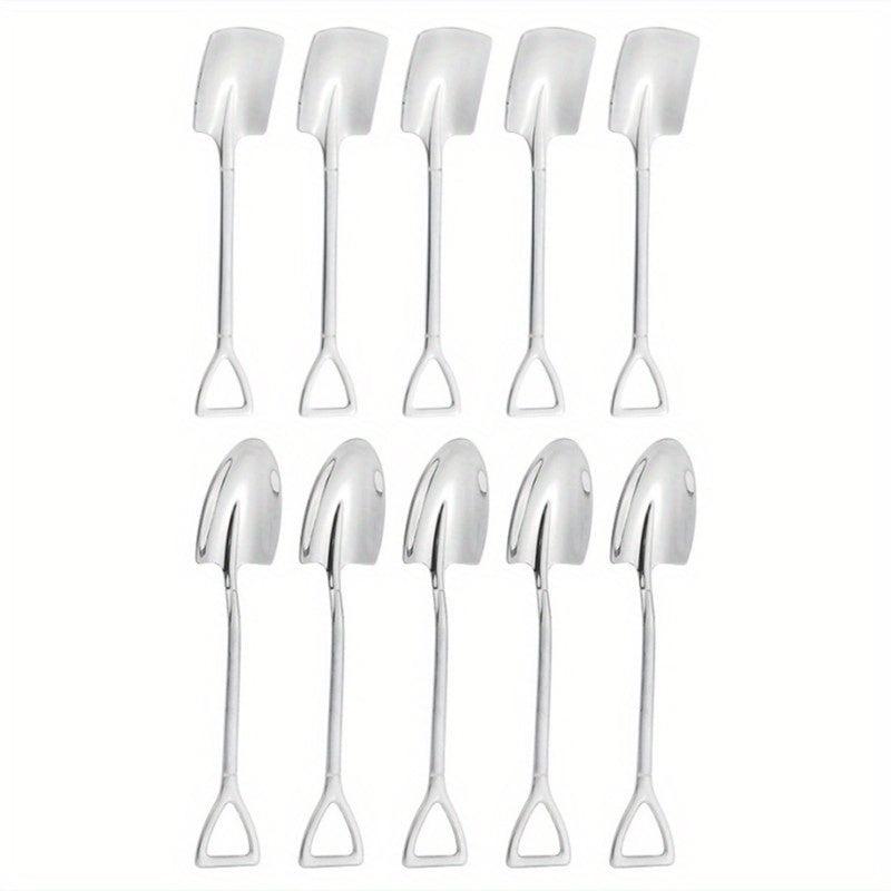 10pcs Stainless Steel Dessert Spoon Set Reusable Cake Spoons Kitchen Spoons