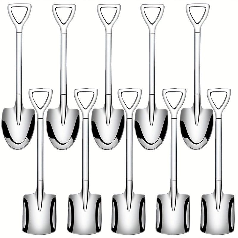 10pcs Stainless Steel Dessert Spoon Set Reusable Cake Spoons Kitchen Spoons
