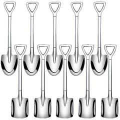 10pcs Stainless Steel Dessert Spoon Set Reusable Cake Spoons Kitchen Spoons