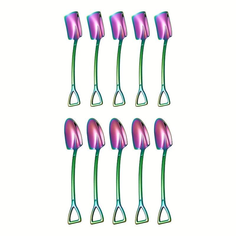 10pcs Stainless Steel Dessert Spoon Set Reusable Cake Spoons Kitchen Spoons