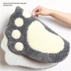 Microfiber Bath Mat - Non Slip Grip - Footprint Pattern - Home Decor