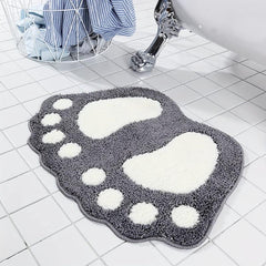 Microfiber Bath Mat - Non Slip Grip - Footprint Pattern - Home Decor