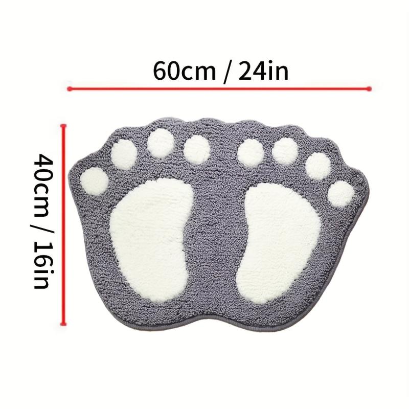 Microfiber Bath Mat - Non Slip Grip - Footprint Pattern - Home Decor