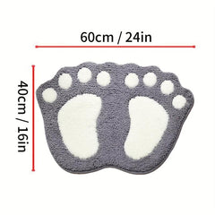 Microfiber Bath Mat - Non Slip Grip - Footprint Pattern - Home Decor