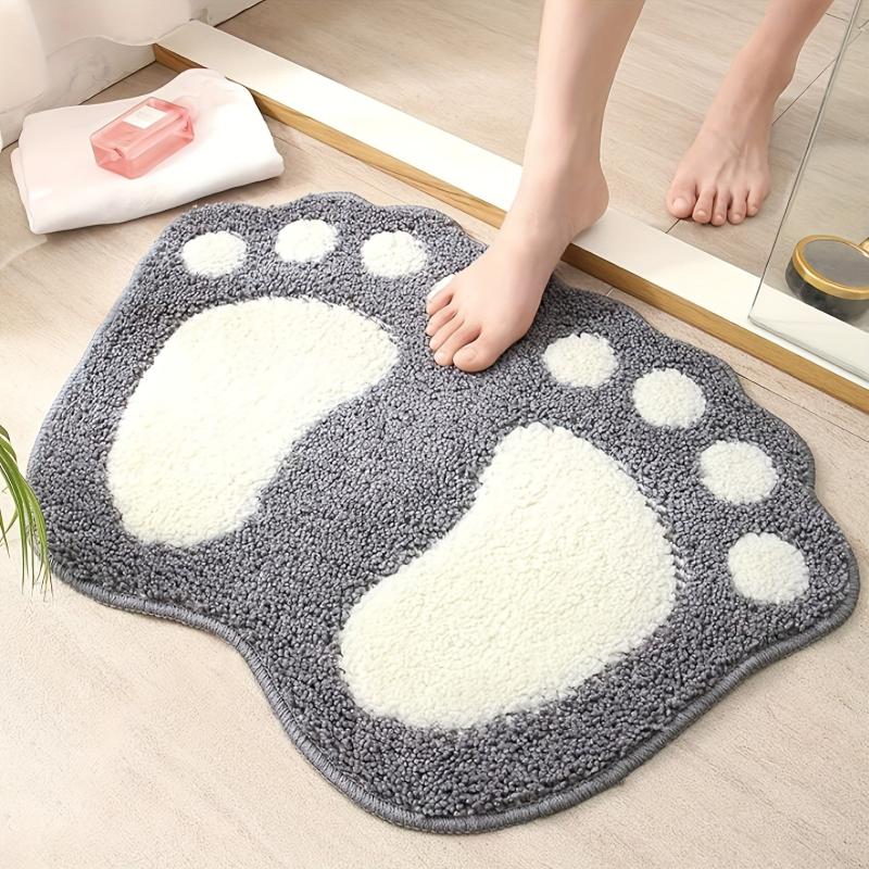 Microfiber Bath Mat - Non Slip Grip - Footprint Pattern - Home Decor