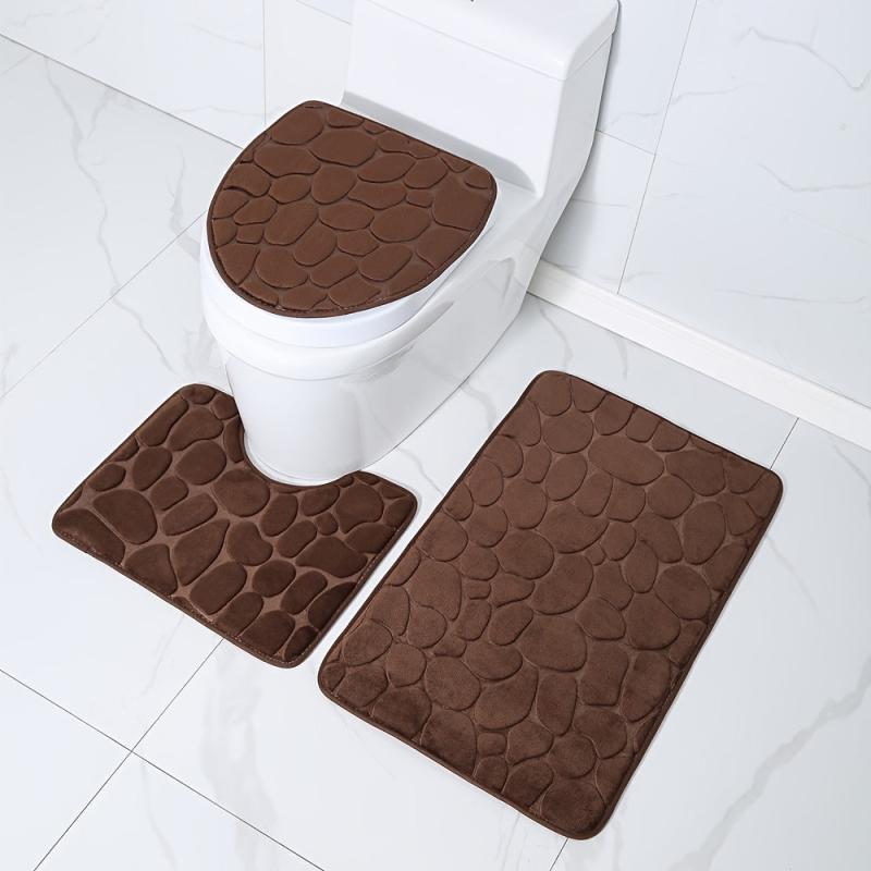 3pcs Memory Foam Bath Rug Velvet Carpet
