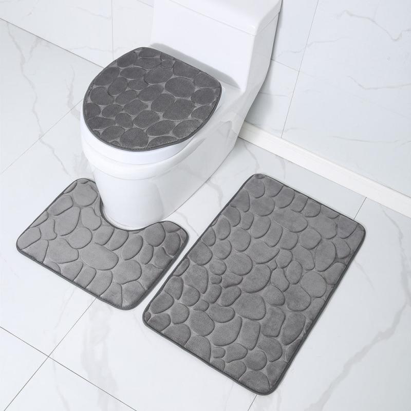 3pcs Memory Foam Bath Rug Velvet Carpet