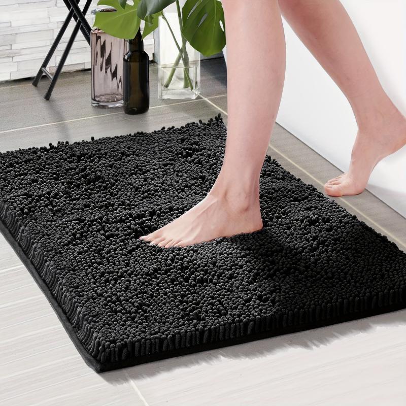 Chenille Bath Rug Soft Non Slip Absorbent Bath Mat Machine Washable
