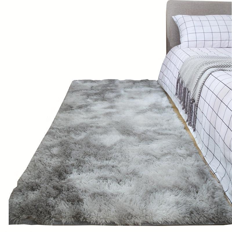Grey Tie Dye Plush Rug - Soft and Cozy Area Rug for Your Home