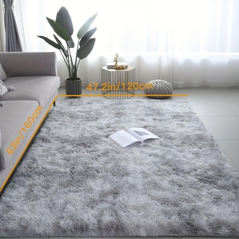 Grey Tie Dye Plush Rug - Soft and Cozy Area Rug for Your Home