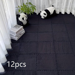 12pcs Interlocking Plush Foam Floor Mat Soft & Comfortable Bay Window Seat Mat
