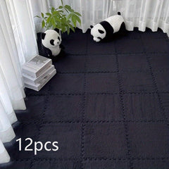 12pcs Interlocking Plush Foam Floor Mat Soft & Comfortable Bay Window Seat Mat
