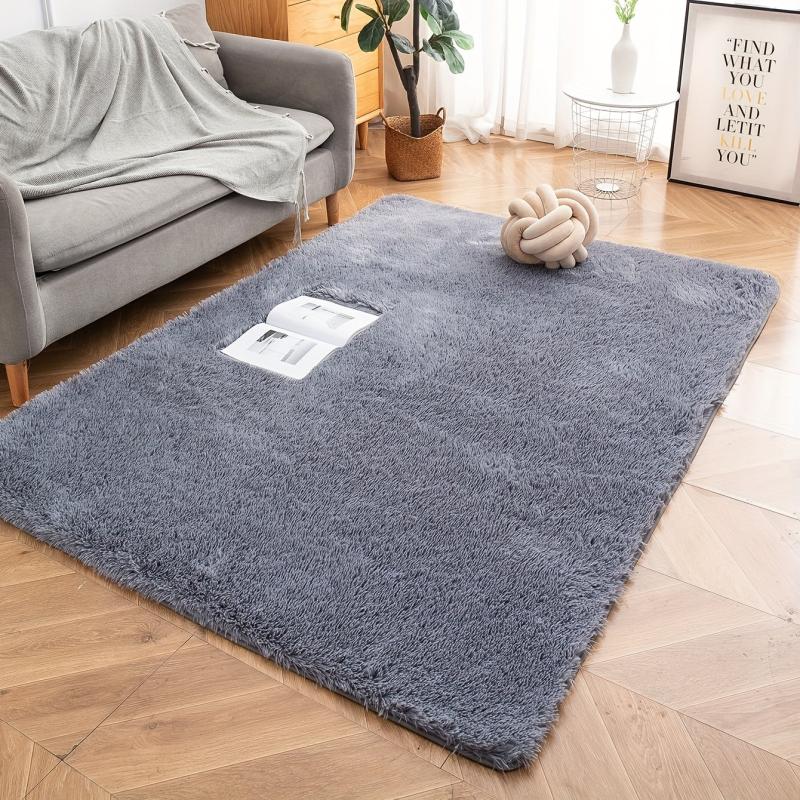 Soft Fluffy Plush Silk Fur Bedroom Rug Non Slip Tie Dyed 59x78 Inches