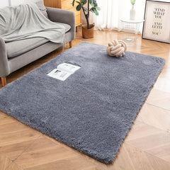 Soft Fluffy Plush Silk Fur Bedroom Rug Non Slip Tie Dyed 59x78 Inches