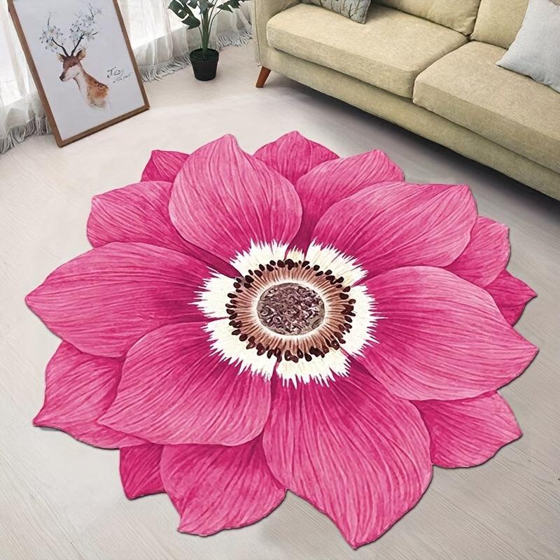3D Flower Floor Mat Non-slip Bedroom Carpet Pink Blanket Bedside Rug