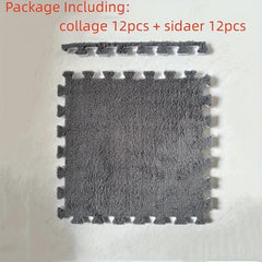 12pcs Floor Tiles Fluffy Carpet Foam Puzzle Floor Mat Rug