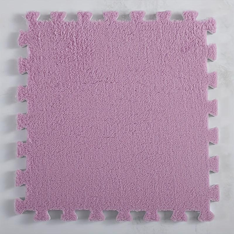 12pcs Floor Tiles Fluffy Carpet Foam Puzzle Floor Mat Rug