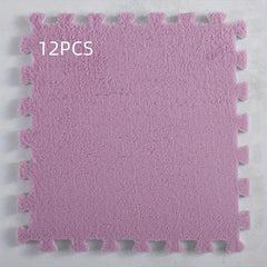 12pcs Floor Tiles Fluffy Carpet Foam Puzzle Floor Mat Rug