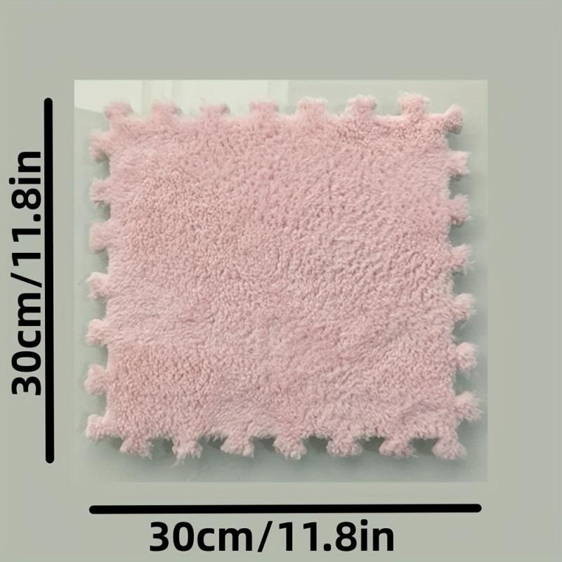 12pcs Floor Tiles Fluffy Carpet Foam Puzzle Floor Mat Rug