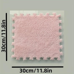 12pcs Floor Tiles Fluffy Carpet Foam Puzzle Floor Mat Rug