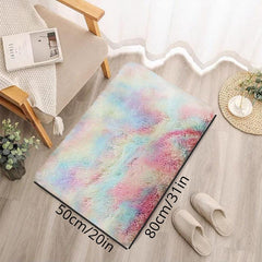 Plush Shag Area Rug Tie Dyed Fluffy Shaggy Floor Carpet