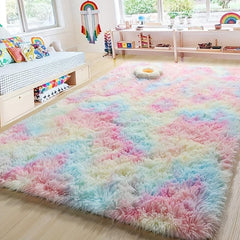 Plush Shag Area Rug Tie Dyed Fluffy Shaggy Floor Carpet