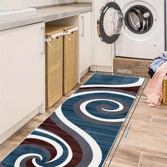 Geometric Runner Rug for Laundry Room Hallway Kitchen - Non Slip and Durable