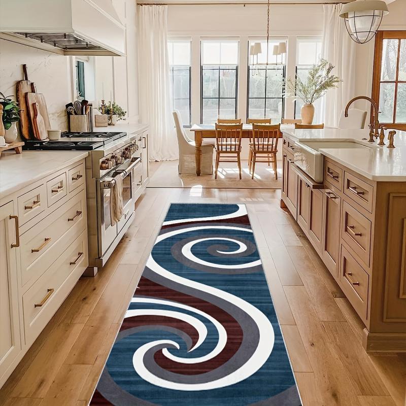 Geometric Runner Rug for Laundry Room Hallway Kitchen - Non Slip and Durable