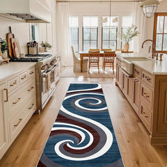 Geometric Runner Rug for Laundry Room Hallway Kitchen - Non Slip and Durable