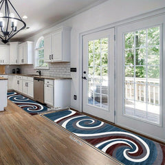 Geometric Runner Rug for Laundry Room Hallway Kitchen - Non Slip and Durable