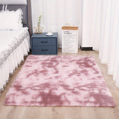 Tie Dyed Plush Shag Furry Area Rug for Bedroom Living Room Nursery