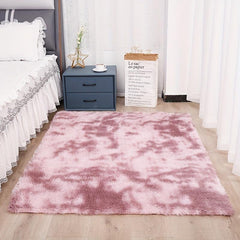 Tie Dyed Plush Shag Furry Area Rug for Bedroom Living Room Nursery