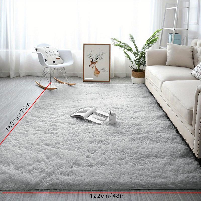 Plush Gray Shaggy Rug Soft Indoor Mat for Home Decor