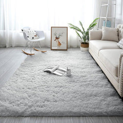 Plush Gray Shaggy Rug Soft Indoor Mat for Home Decor