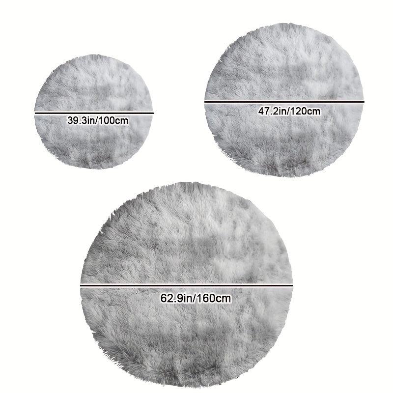 Round Rainbow Fluffy Rug Tie Dye Colorful Mats Floor Rug Plush