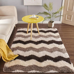 Ultra Soft Plush Rug Large Striped Area Rug Non slip Fluffy Shaggy Rug