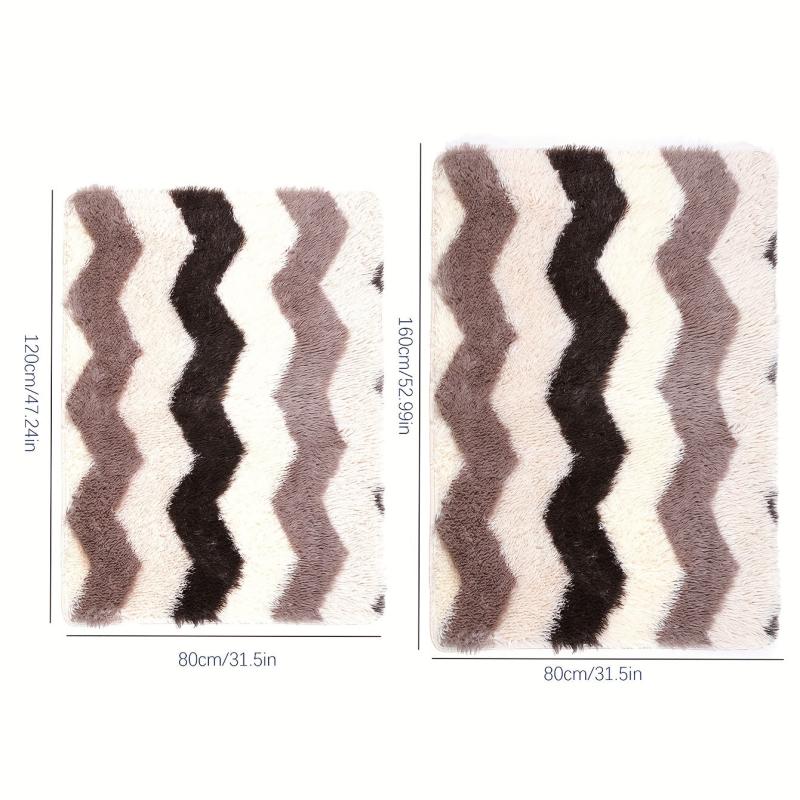 Ultra Soft Plush Rug Large Striped Area Rug Non slip Fluffy Shaggy Rug